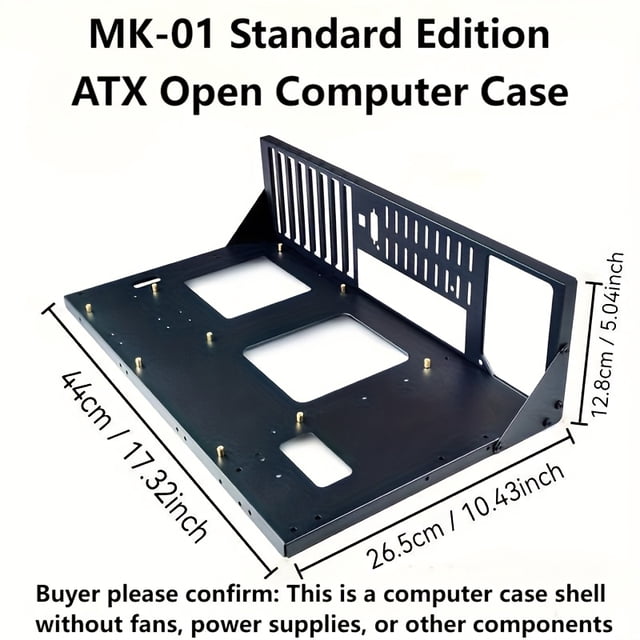 New Open Computer Test Stand, Thickened Bracket, E-ATX/ATX/MicroATX/ITX Compatible, Black Alloy Steel, Dual Processor Support, Air-Cooled, Perfect for Motherboard Test & PC Assembly