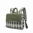 thumbnail image 3 of Women Canvas Checkered Students Bookbags Large Capacity Bookpack Wear-Resistant Travel Daypack Bag for Commute (Green), 3 of 11