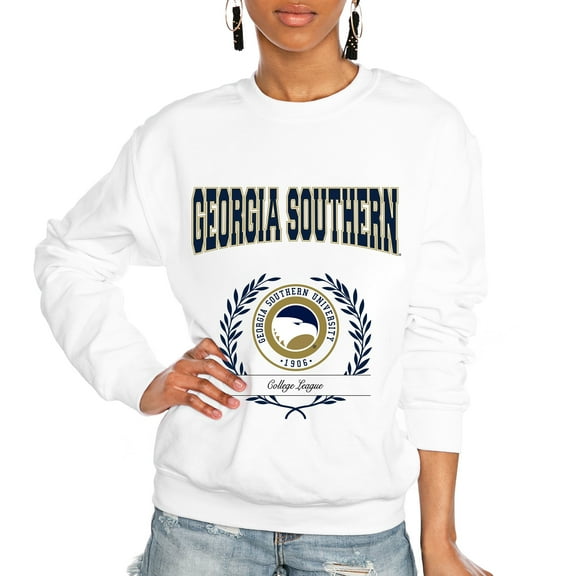 Women's Gameday Couture White Georgia Southern Eagles It's a Vibe Classic Fleece Crewneck Pullover Sweatshirt