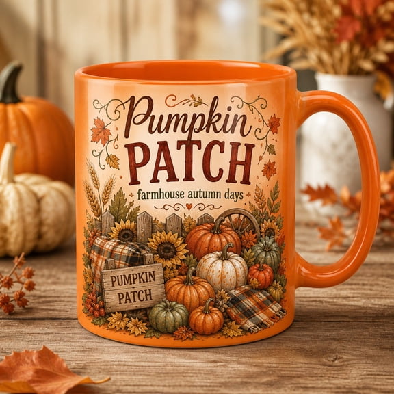 Coffee Mug Pumpkin Patch Farmhouse Autumn Hot Drink Cup for Fall Lovers