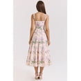 thumbnail image 2 of Women's Pink Floral Lace Trim Spaghetti Strap Midi Dress Sweetheart Corset Waist A‑Line Vintage Party Wedding Guest Dress, 2 of 7
