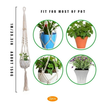 

2PCS Flower Pot Hanger Indoor Outdoor Plants Hanging Basket Cotton Rope Plant Pot Holder