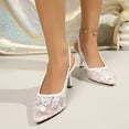 thumbnail image 5 of Aobny Teacher Shoes Ladies Shoes Stiletto High Heels Closed Pointed Toe Wingtips Shoes Ankle Strap Soft Toe White Pointy Toe Summer Shoes for Women,Size 42, 5 of 6