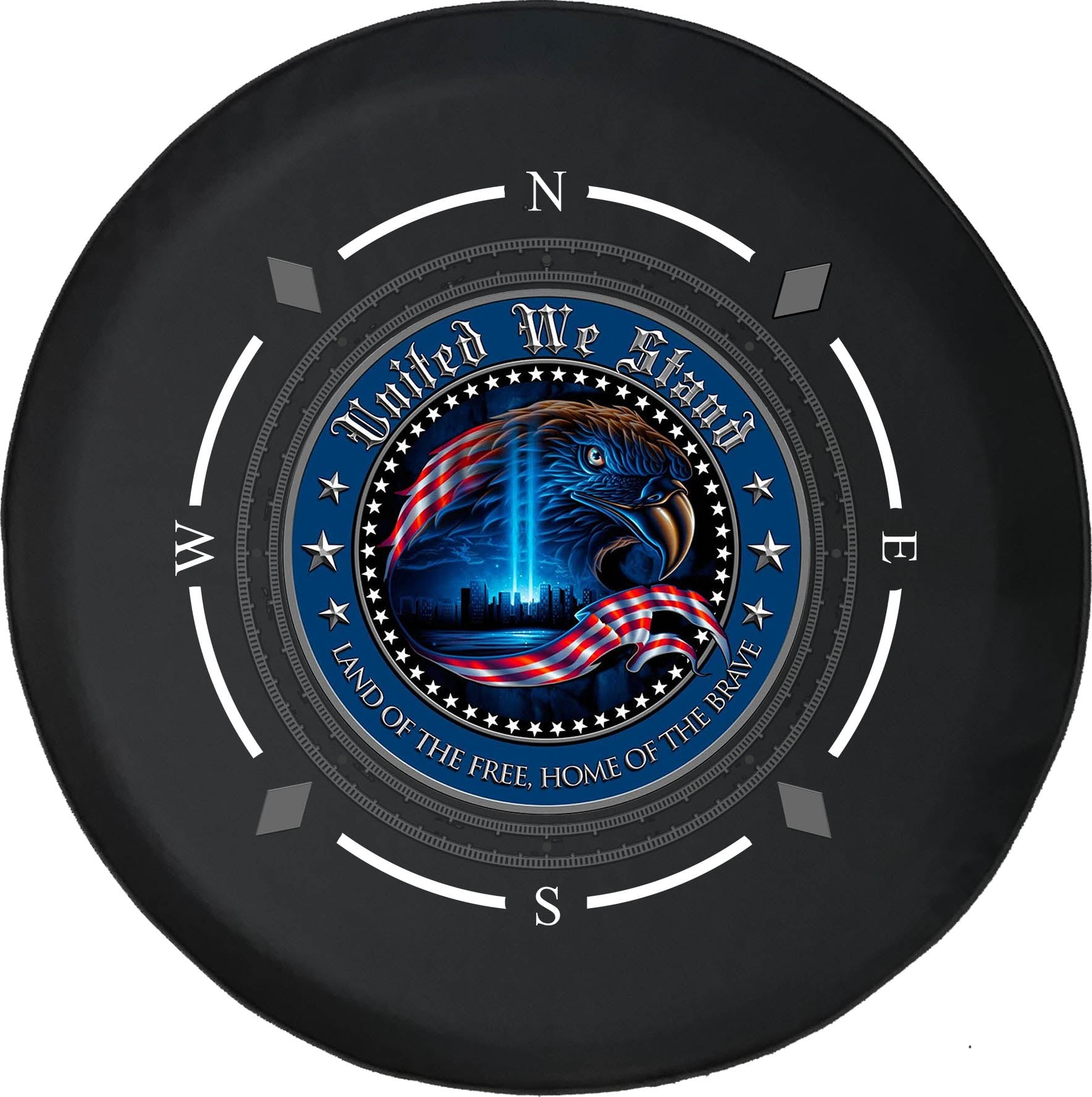 Spare Tire Cover Compass Land of the Free Because of the Brave Eagle