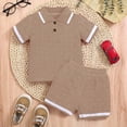 thumbnail image 5 of Hessimy Toddler Boy T-Shirt Shorts Sets 2pc Shorts Sets Lightweight Summer Casual Tees Pants Outfits Cute Crew Neck,Lightweight Fit(Coffee,12-18 Months), 5 of 5