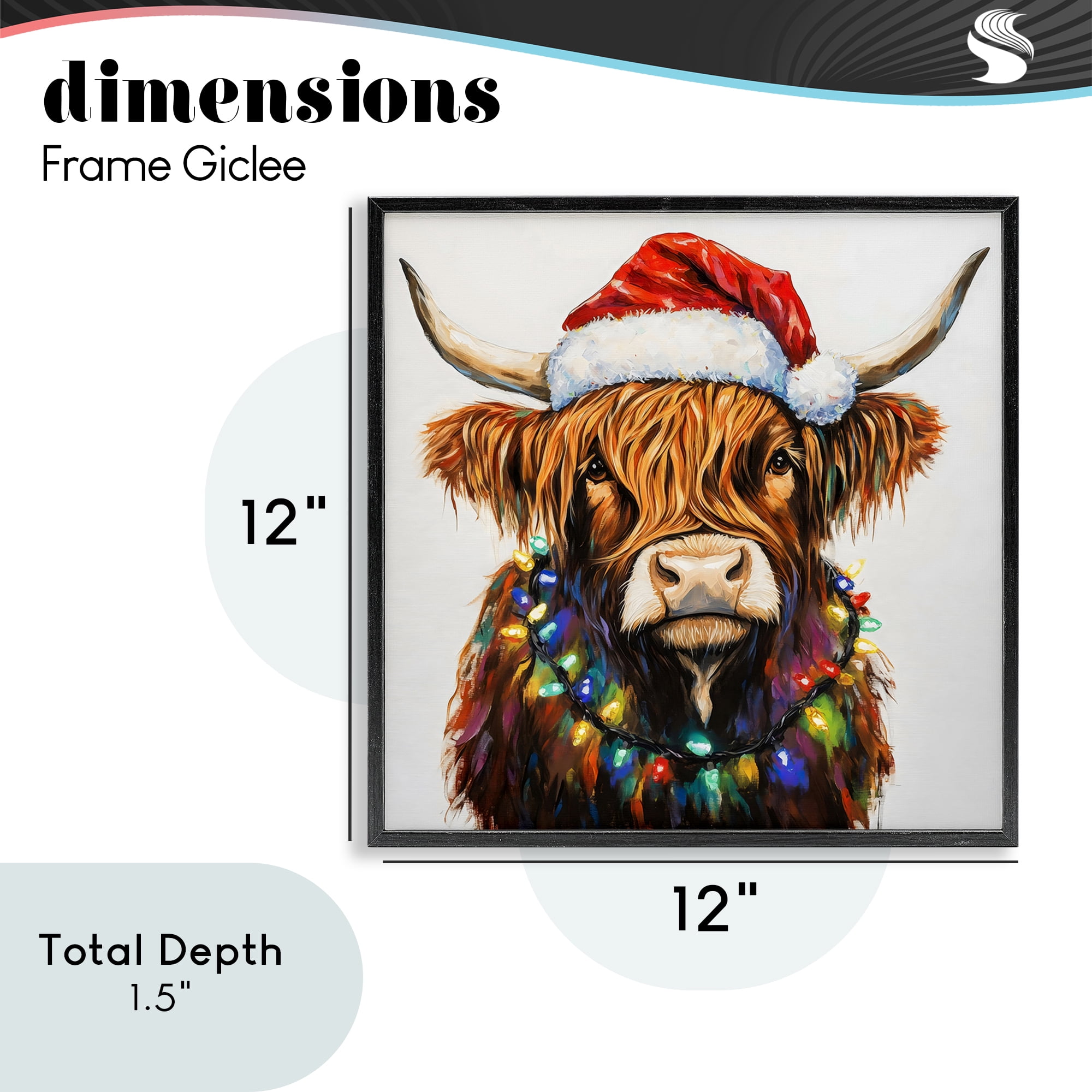 Holiday Lights Bedecked Highland Black Framed Giclee Art, design by Petal Prints Design