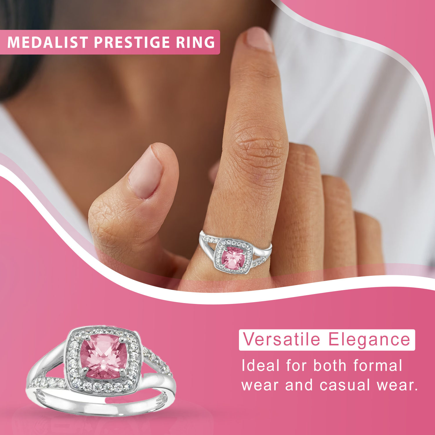 Personalized Women's Fashion Class Ring available in Valadium, Silver Plus, 10k and 14k Yellow and White Gold