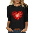 thumbnail image 2 of Mifsaly Womens Valentine Shirt Tunic 3/4 Sleeve Heart Print Tshirts Festival Loose Crewneck Pullover Tops Lightweight Cozy Blouse Girlfriend Gifts Outfits S, 2 of 6