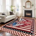 thumbnail image 3 of Independence Day Area Rug 5x7 Washable Rug Non Slip Red Blue U.S Flag Wings Stripes Plaid Large Area Rug Soft Stainresistant Indoor Floor Carpet for Living Room Bedroom Home Office Dining Room, 3 of 8