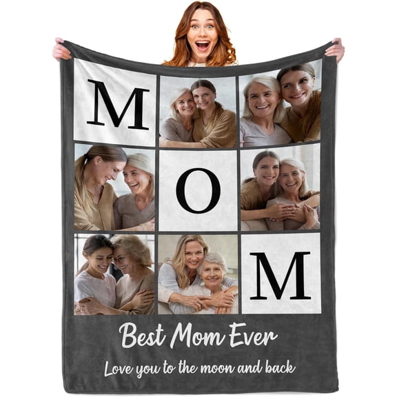 Custom Blanket with Photo Personalized Blankets and Throws Picture Blanket for Birthday Christmas Valentine Customized Gifts for Mom Dad Couple Girlfriend Boyfriend Wife Husband
