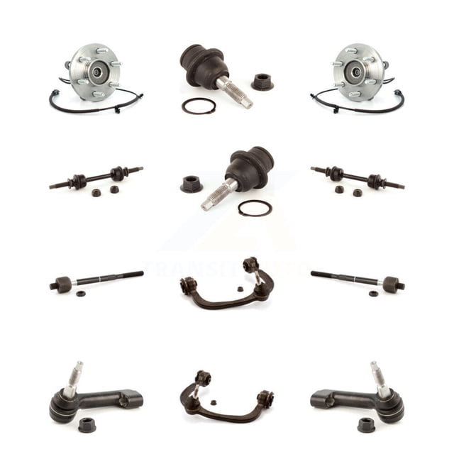 Transit Auto Front Bearing Upper Control Arm with Ball Joint Lower Outer Inner Tie Rod Sway Bar Stabilizer Link Kit (12Pc) for Car Ford F-150 with 6 Lug Wheels - Left Right Side K7T-110850