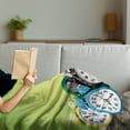 thumbnail image 3 of Clock Soft Flannel Fleece Throw Blanket, Group of Alarm Clocks on the Wooden Ground Digital Print Nostalgic Design Print, Cozy Plush for Indoor and Outdoor Use, 70" x 90", Lime Green, by Ambesonne, 3 of 5