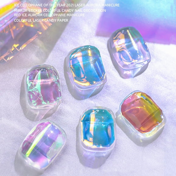 opvise Nail Sticker Removable Shiny Surface Plastic DIY Nail Art-Aurora Film Manicure Transfer Paper Nail Supplies