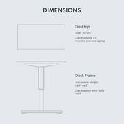 FitStand Electric Height Adjustable Standing Desk, 40x24 One-Piece Desktop Sit Stand up Desk with 176 lbs Load, 4 Memory Heights & 2 Hooks for Home Office, White