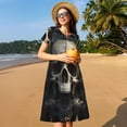 thumbnail image 4 of Easygdp Gold Pattern Skull para Vestido Transpirable de Mujer, Vestido Suelto de Manga Corta con Pliegues y Bolsillos para el Verano, 4 of 6