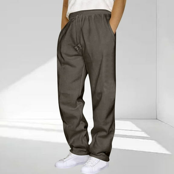 Simua Men's Casual Jogger Pants | Elastic Drawstring Waist with Pockets Polyester Trousers for Daily Outdoor All Season Wear