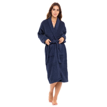 

Women Shawl Collar Ladies Bathrobe Terry Cotton Kimono Collar Luxury Spa Robes