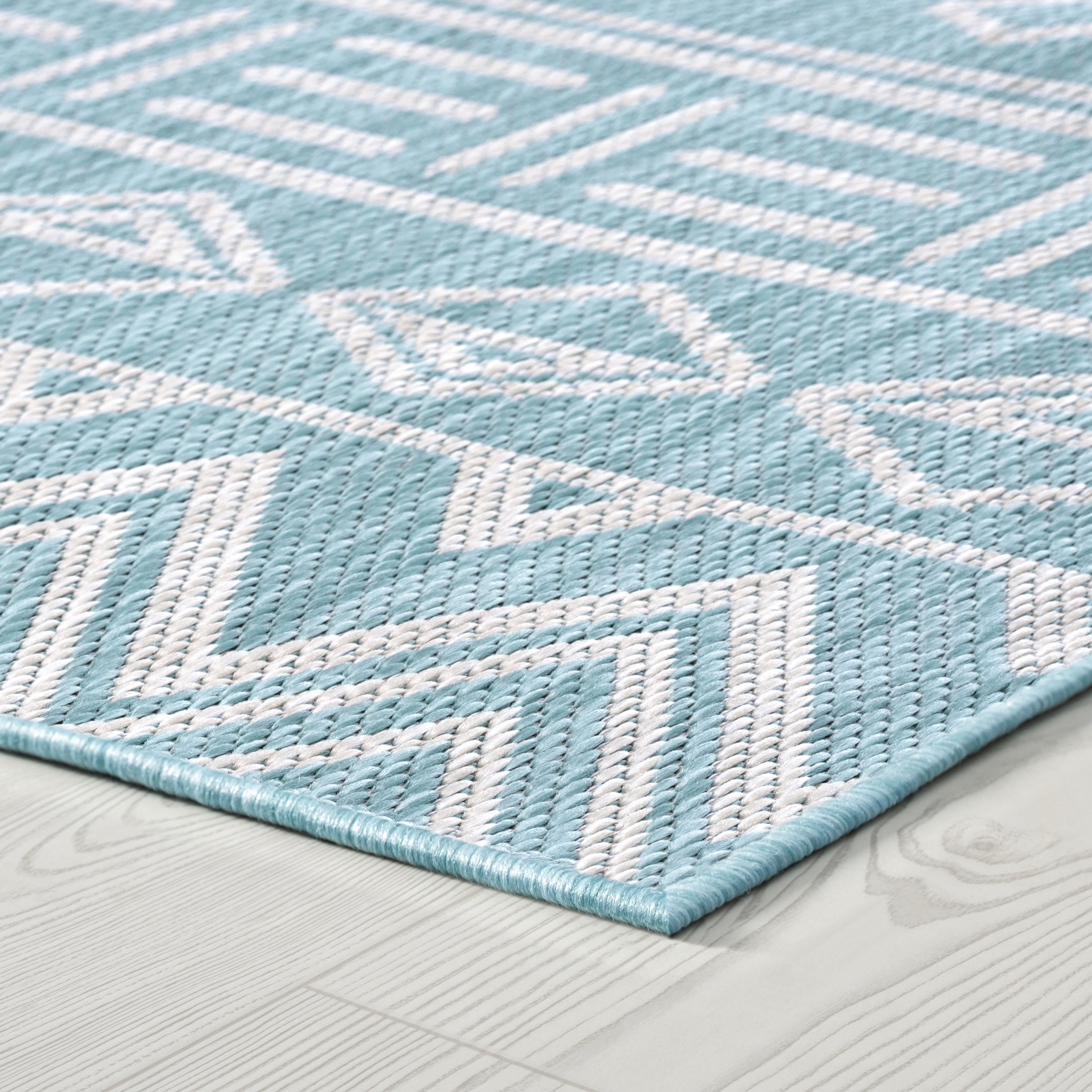 9x12 Water Resistant, Large Indoor Outdoor Rugs for Patios, Front Door Entry, Entryway, Deck, Porch, Balcony | Outside Area Rug for Patio | Aqua, Moroccan | Size: 8'10'' x 12'2''
