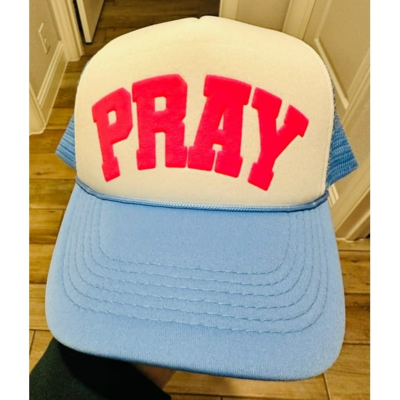 Pray Neon Pink Puff Trucker Hat