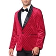 thumbnail image 4 of INSPIRE CHIC Blazers de Hombre de Terciopelo con Solapa en Pico, Blazers Brillantes de Un Botón en Color Burdeos, 4 of 5