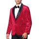 thumbnail image 4 of INSPIRE CHIC Blazers de Hombre de Terciopelo con Solapa en Pico, de Un Botón, Brillantes, Color Burdeos, 4 of 5