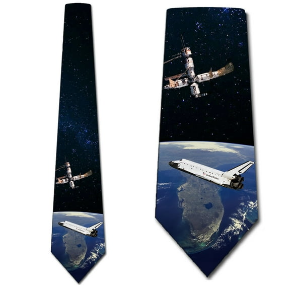 NASA - Space Shuttle and Satellite Necktie Mens Tie by Three Rooker