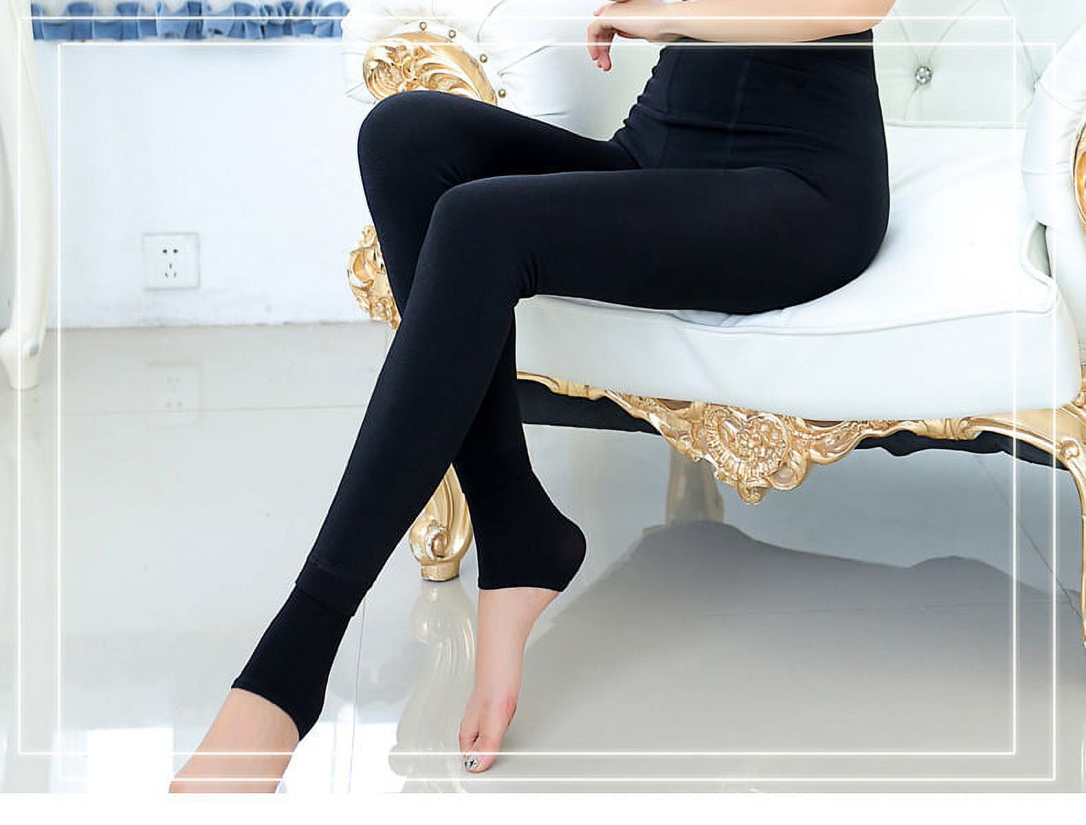 Extra Thick Warm Winter Double Lined Stretch Thermal Fleece Tights For  Women.220g Thick Black Transparent Skin