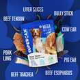 thumbnail image 2 of Supercan Mega Mix Dog Chews Variety Pack (2lb-900g) All Natural Dog Treats for Small Medium Large Dogs Bully Sticks- Pig Ear, Cow Ear, Tendons, Gullet Sticks, Lung, Liver, Cow Tail, 2 of 5