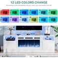 thumbnail image 4 of 70” TV Stand with 36” Electric Fireplace, Large Modern Media Entertainment Center with Storage Cabinet and 12 Colors LED Lights for TVs Up to 80", White, 4 of 18