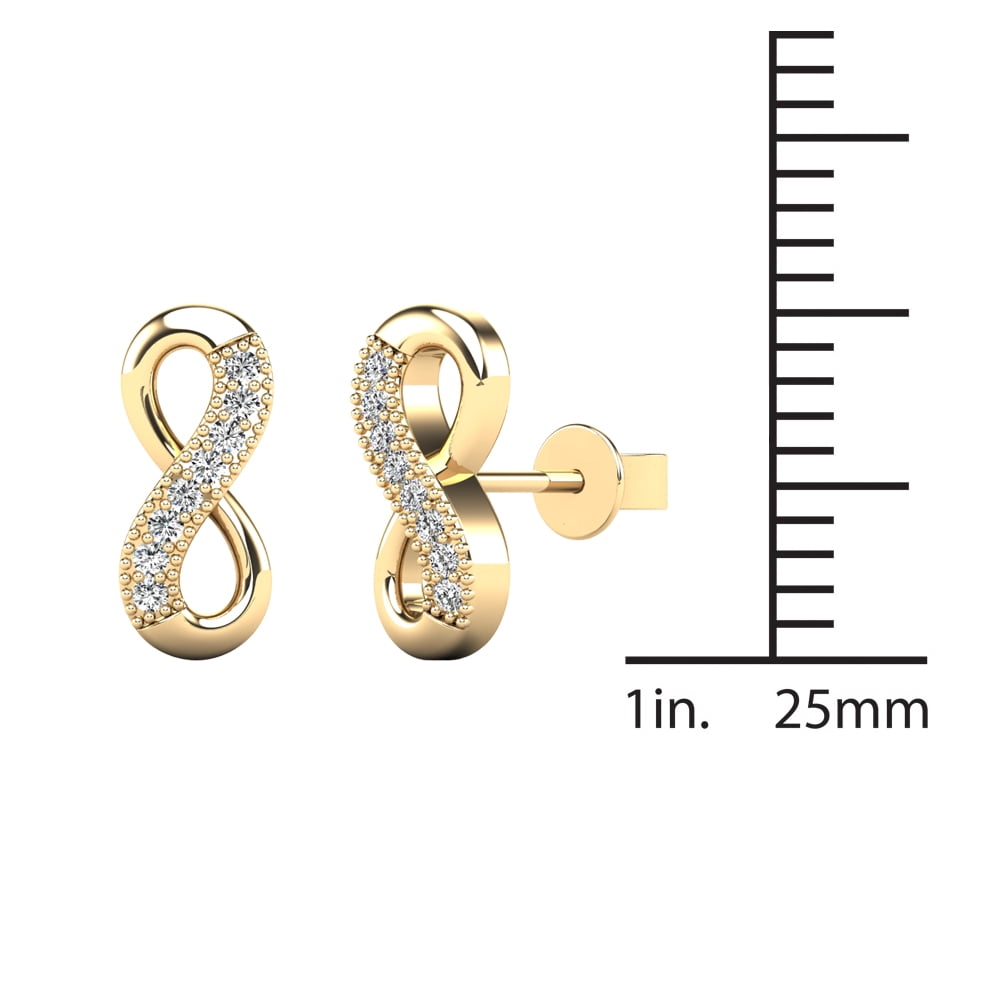 0.07 Carat Natural Round White Diamond Infinity Stud Earrings for Women in 10K Yellow Gold