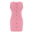 thumbnail image 5 of QUNYINEY Sleeveless Womens Dress Solid Casual Shift Dress Crew Neck Button Mini Sundress, 5 of 7