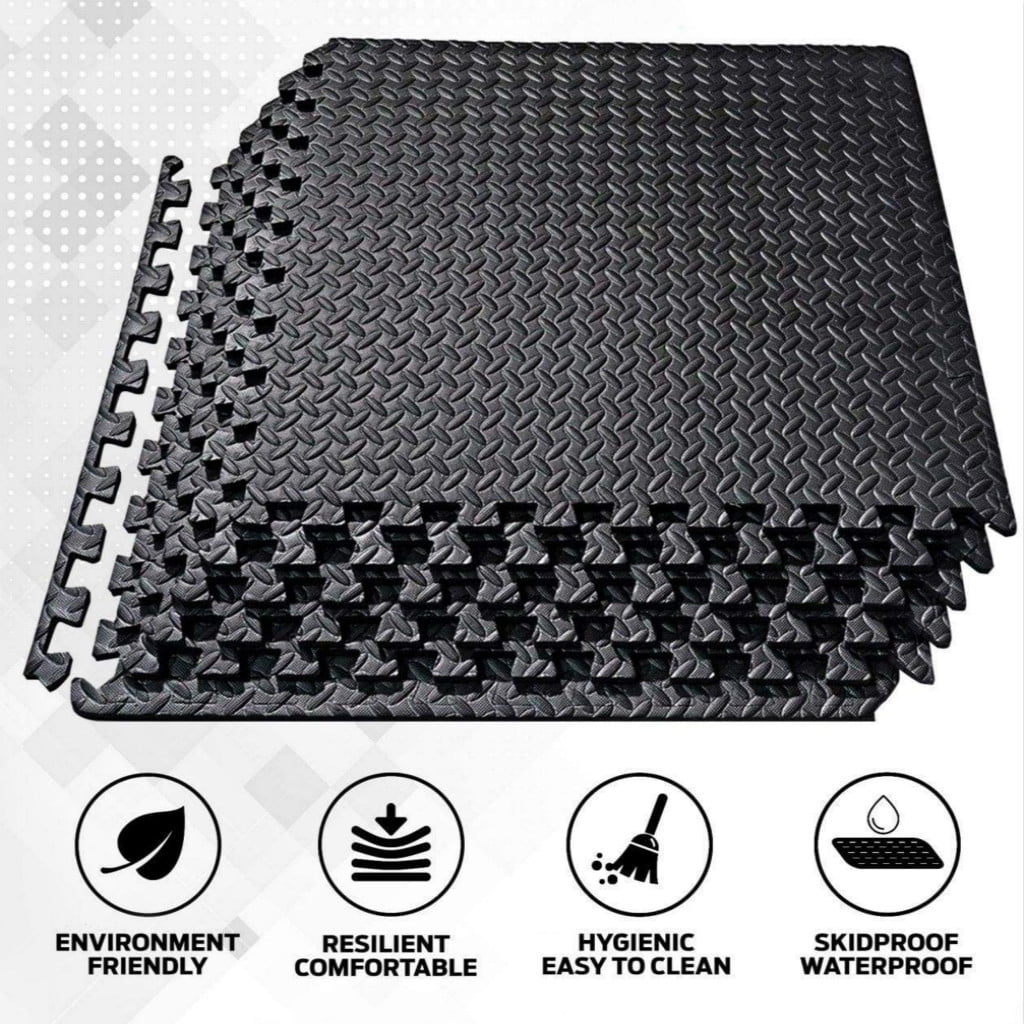 Grey Foam Interlocking EVA Floor Tiles Yoga Play Mat Gym Exercise Fitness Soft 