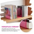 thumbnail image 3 of REGALWOVEN Clear Acrylic Bookends for Shelves,Invisible Book Ends, Modern Non-Skid Book Stopper for Office Home Decor,2Pcs Elegant Pink 4.7"L x 3.9"W x 6.1"H, 3 of 5