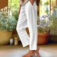 thumbnail image 2 of Summer Pants for Women Daily Elastic Waist Workout Trousers Solid Long Pants Loose Casual Pockets Trousers Casual Petite for Women Work Wind Girls Yoga Womens Lined White S, 2 of 5