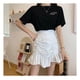 thumbnail image 2 of Ruched Ruffle Mini Skirt High Waist A Line Soft Fashion Elegant Short Ruffle Ruched Bodycon Skirts White L, 2 of 14