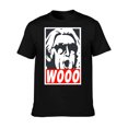 thumbnail image 1 of T-Shirt Homme à Imprimé Graphique WOO - T-Shirt Décontracté en Coton Noir avec Design WOO Blanc et Rouge, Manches Courtes, Col Rond - Idéal pour Activités Extérieures d'Été & Cadeaux, 1 of 4