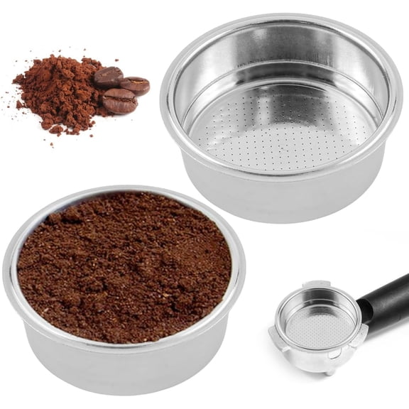 ABPETE 51mm Coffee Filter Basket, Stainless Steel Coffee Filter, Double Layer Pressurized Espresso Maker Accessories, 2PCS