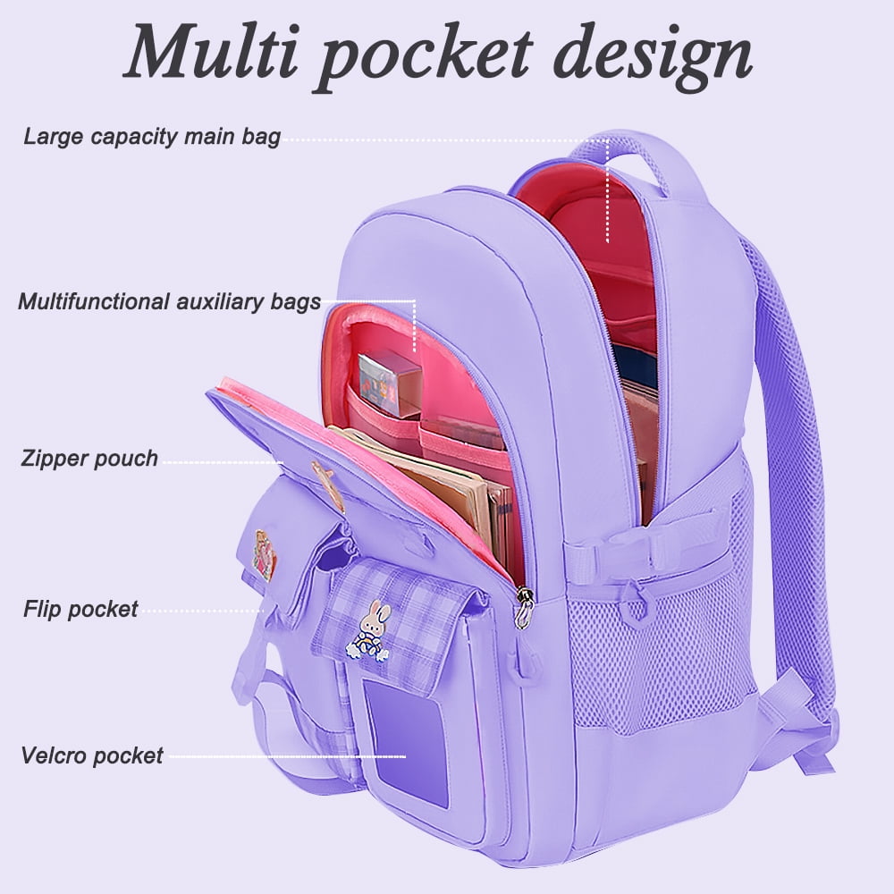 Printed Girls Polyester School Bag, For Casual Backpack