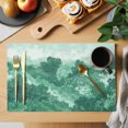 thumbnail image 2 of Abstract Pine Trees Placemats Set of 8 Mint Green Forest Fogged Mist Modern Zen Place Mats Indoor Wipeable Table Mats Washable Cloth Dining Table Placemats for Kitchen Holiday Party Decor 13x19 Inch, 2 of 9