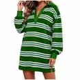thumbnail image 5 of Tqcoqu Women's Striped Sweatshirt Dress Long Sleeve V Neck Oversized Pullover Sweatshirt Fall Outfits, 5 of 10
