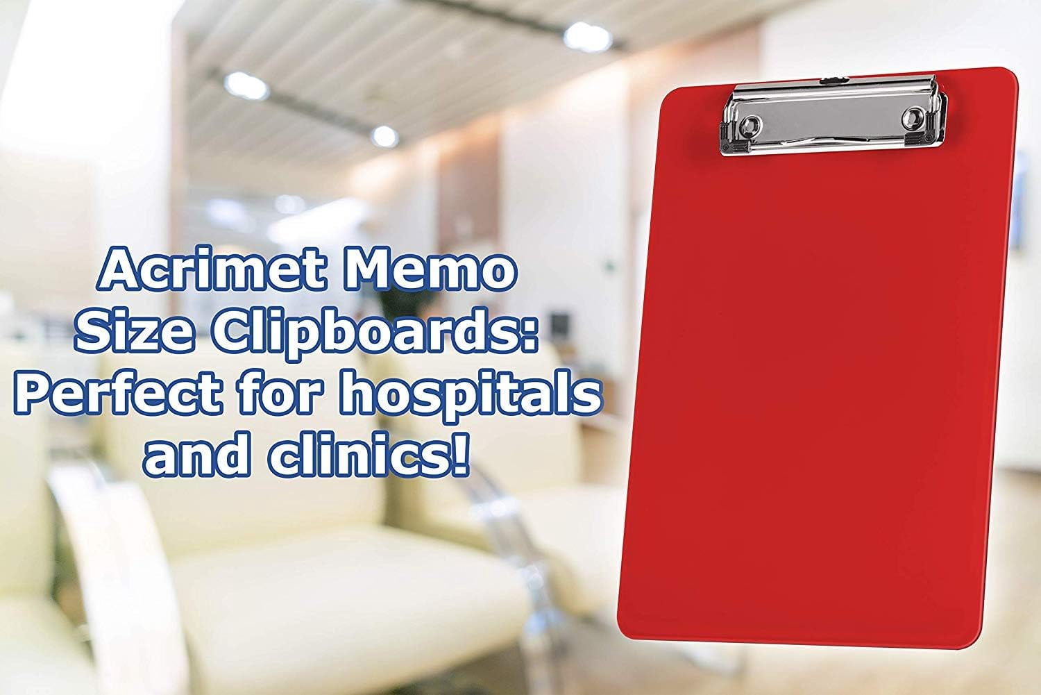 Acrimet Clipboard Memo Size A5 (9 1/4” x 6 5/16”) Low Profile Clip (Plastic) (Solid Red Color) (6 Pack)