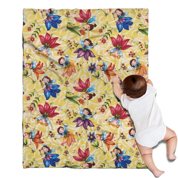 Flower Fairy Princess Pattern Blanket,Comfortable Soft Flannel Throw Blanket,All Season,Warm Lightweight Blankets for Sofa Bed Couch Living Room Chair,30"x40"