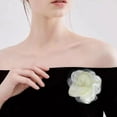 thumbnail image 2 of Satin Fabric Rose Flower Brooch for Women 5.5in Oversized Camellia Corsage Elegant Floral Boutonniere for Wedding Party Dance Banquet Ceremony Dress Accessory Handmade Jewelry, 2 of 12