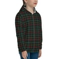 thumbnail image 5 of Naloa Buffalo Plaid Dark Green Teenage Zipper Hoodie, Long Sleeve Zip Up Hoodies Casual Jackets Tops for 7-12 Years-Small, 5 of 6