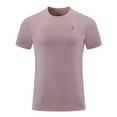 thumbnail image 5 of MIXUE Mens T-Shirts Solid Color Round Neck Short Sleeve Sports Summer Casual Fitness Commuting Mountaineering Pullover Tops Tee Shirts Sportwear,Pink,XXXL, 5 of 6