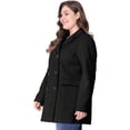 thumbnail image 4 of GRACE & GRANDEUR Women's Plus Peacoat Notched Lapel Double Breasted Mid Length Overcoat, 4 of 6