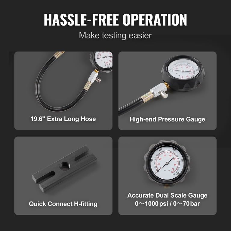 Kit Testeur Compression Moteur Diesel 0-70 Bar - 17 Pièces - Pour Voitures, Camions, Tracteurs