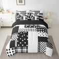 thumbnail image 2 of Manfei Kawaii Dot Pattern 7pcs Bedding Comforter Set,White Wave Point Queen Bedding Sets,Black Geometric Grid Queen Sheet Sets For Girl,Super Cozy Room Decor Reversible, 2 of 8