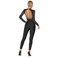 thumbnail image 4 of Doomiva Women's Rhinestone Gymnastics Leotard Unitard Full Body Figure Ice Skating Jumpsuit Bodysuit Black XL, 4 of 7