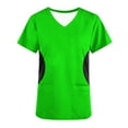 thumbnail image 4 of Xfvqtps V-Neck Scrubs Tops for Women Soft Stretch Wrinkle-Resist Medical Nursing Uniform with 2 Pockets Comfortable Lightweight Working Uniform Short Sleeve Printing Blouse Green, 4 of 4